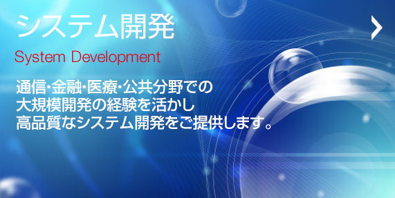システム開発 通信・金融・医療・公共分野での大規模開発の経験を活かし高品質なシステム開発をご提供します。